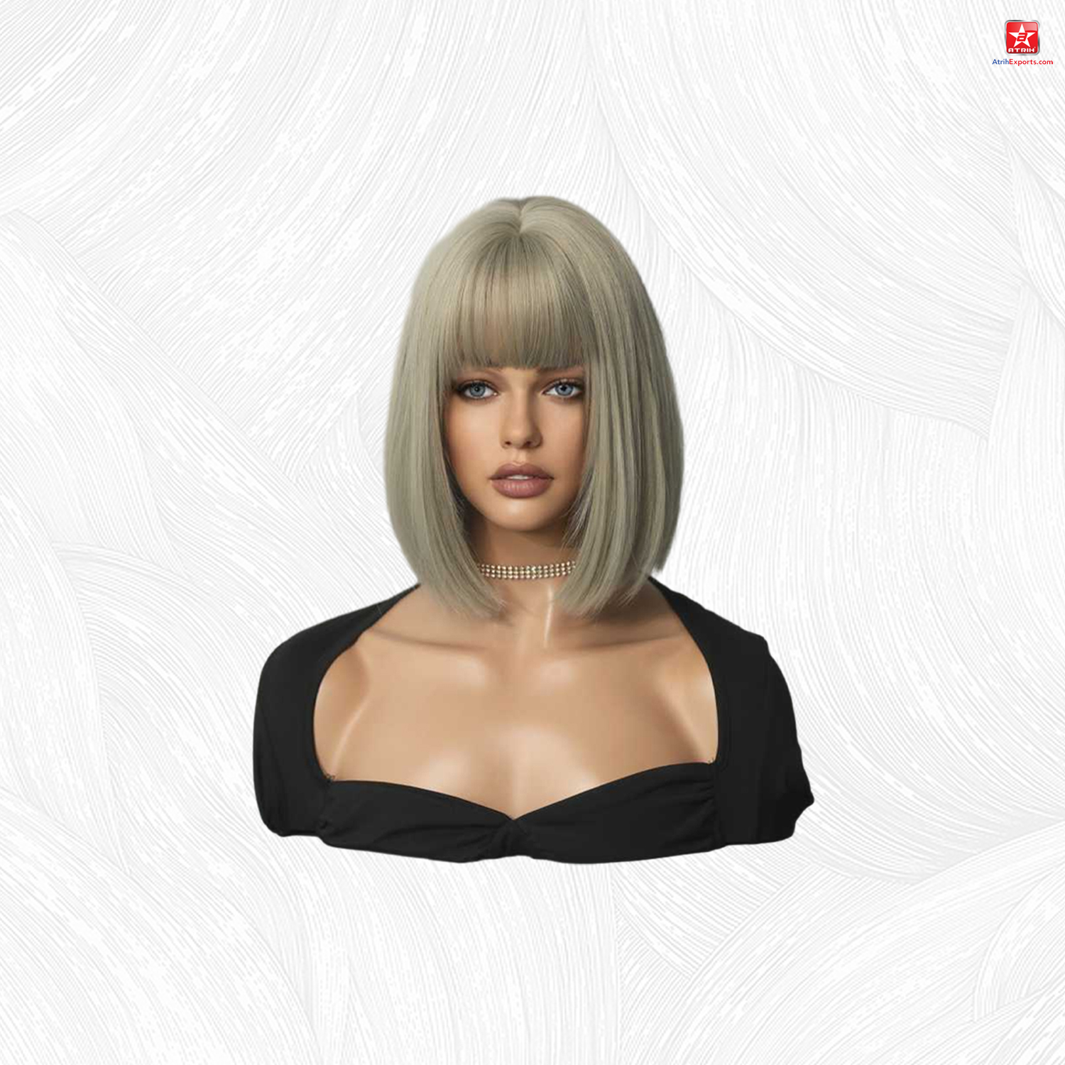 Short Bone Straight Lace Front Synthetic Wig Women's Beige Short Straight Wig