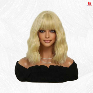 Adjustable Short Wave Wig Women's Blonde Short Curly Wig