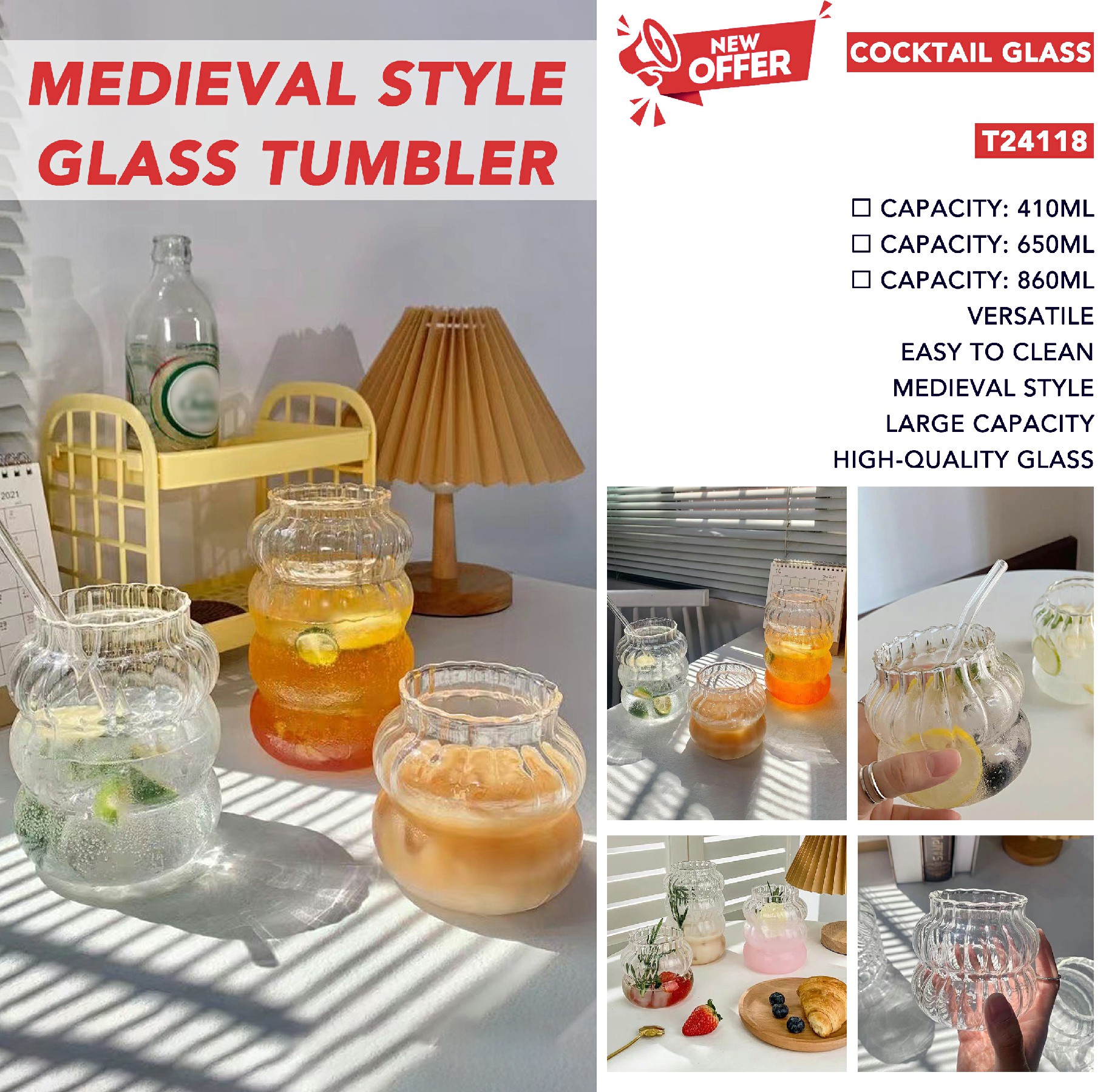 Descubra el encanto de las copas de vidrio acanalado: una mezcla de versatilidad y elegancia de inspiración medieval