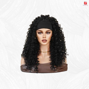 Black Hairband Curly Lace Wigs Women's Black Hairband Long Curly Wig