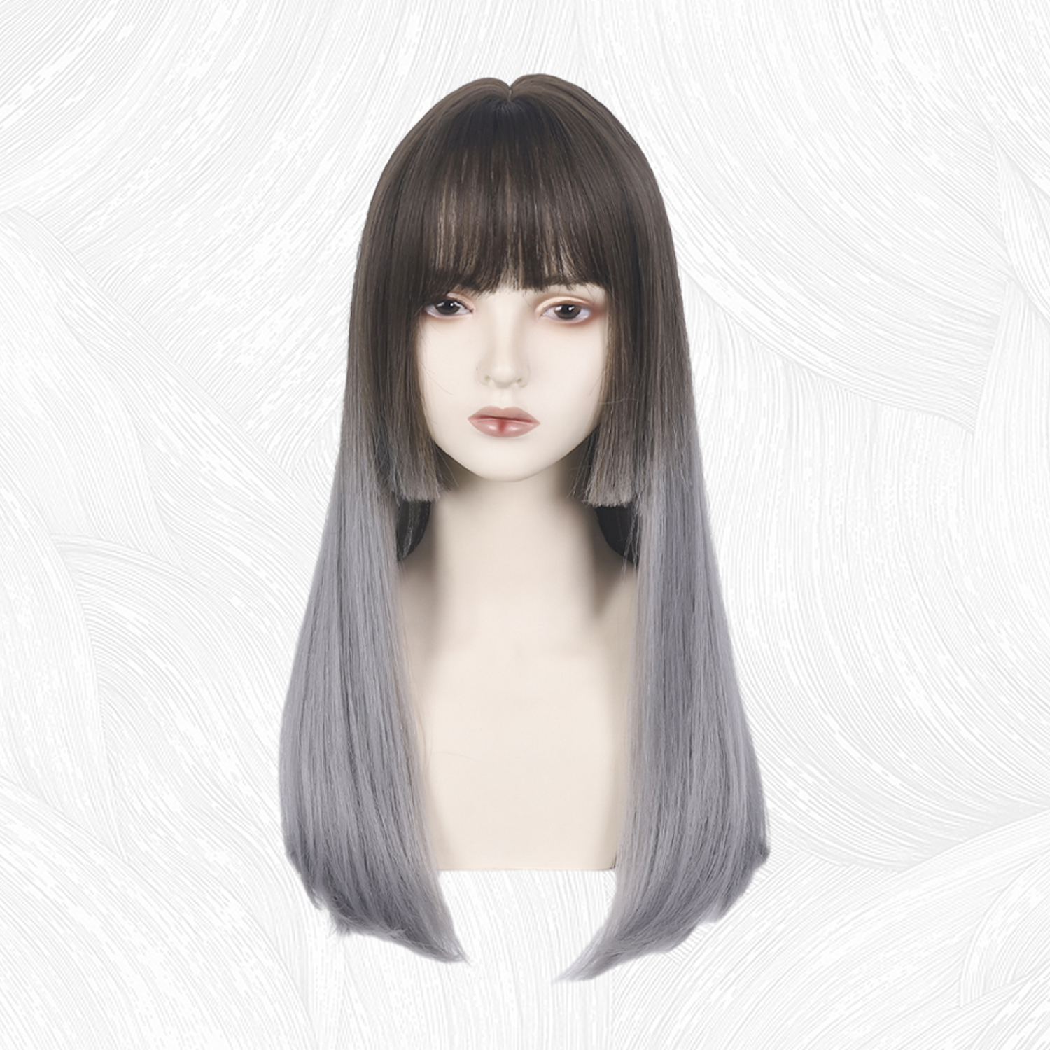 Mejora tu estilo con la peluca recta gris degradado negro para mujer