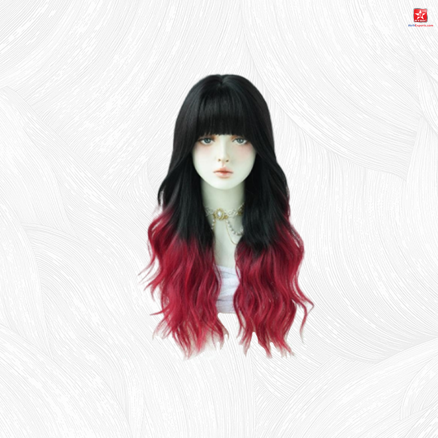 Pelucas de cabello humano natural Peluca rizada larga ondulada degradada negra y roja para mujer