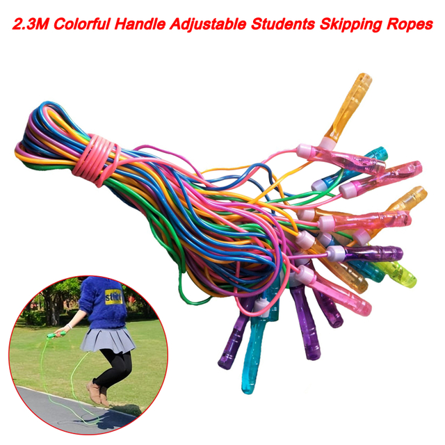 Cuerda para saltar con mango colorido, cuerdas para saltar ajustables para estudiantes