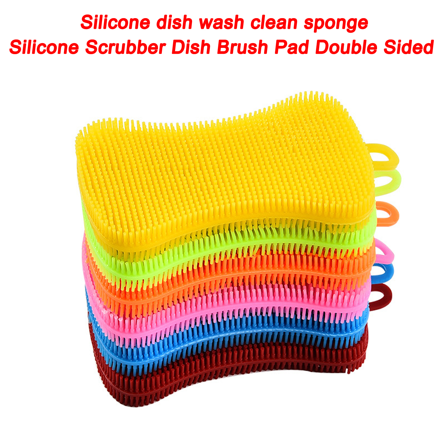 Silicone dish wash clean sponge Silicone Scrubber Dish Brush Pad Double Sided Silicone Brush for Kitchen Dishes Fruits Vegetable