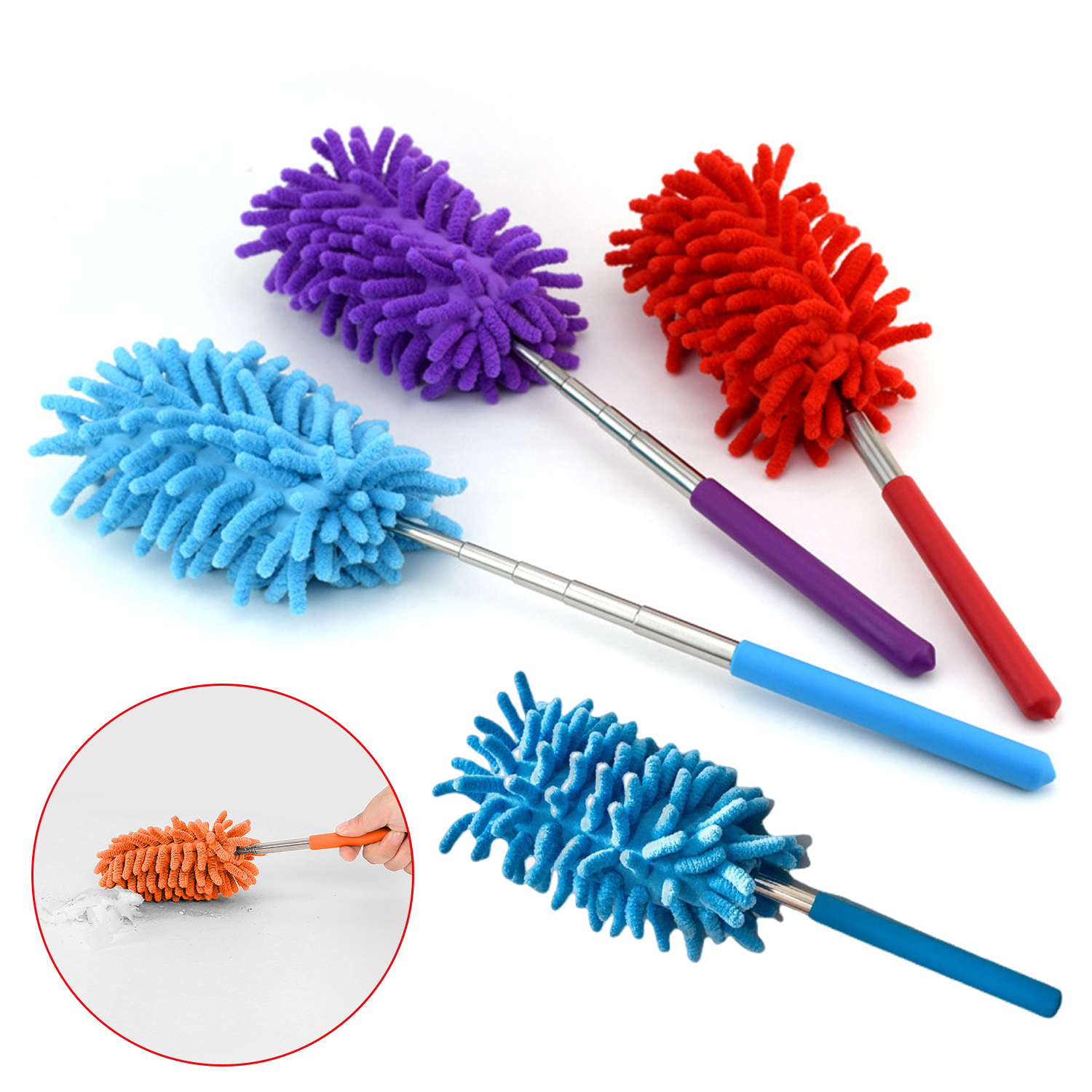 Wholesale Household Cleaning Tools Dusting Brush with Extendable Duster Head Microfiber Feather Duster