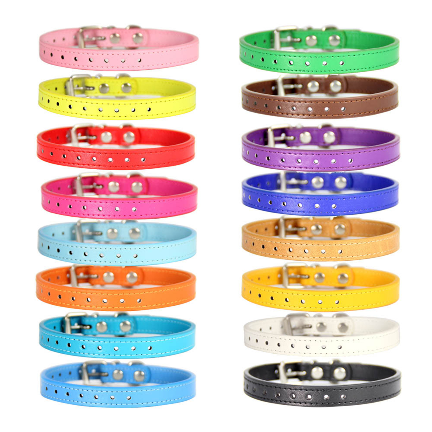 Adjustable Colorful Pet Collars Kitten Cat Collar PU Leather Neck Strap Safe for Dogs Soft Pet Supplies