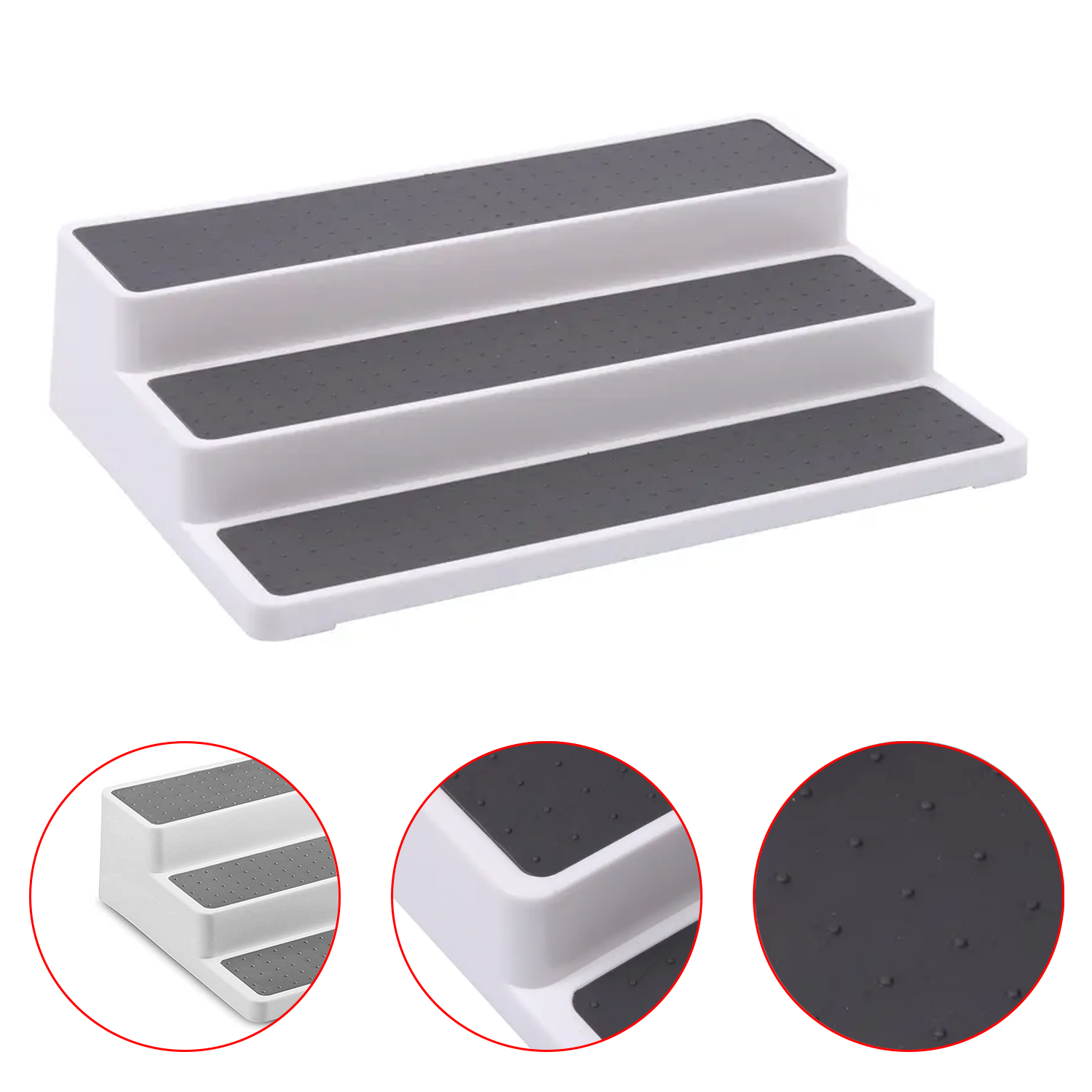 Estante de especias con forma de escalera, soporte de almacenamiento de condimentos portátil de tres capas, organizadores ajustables, decoración de cocina para el hogar