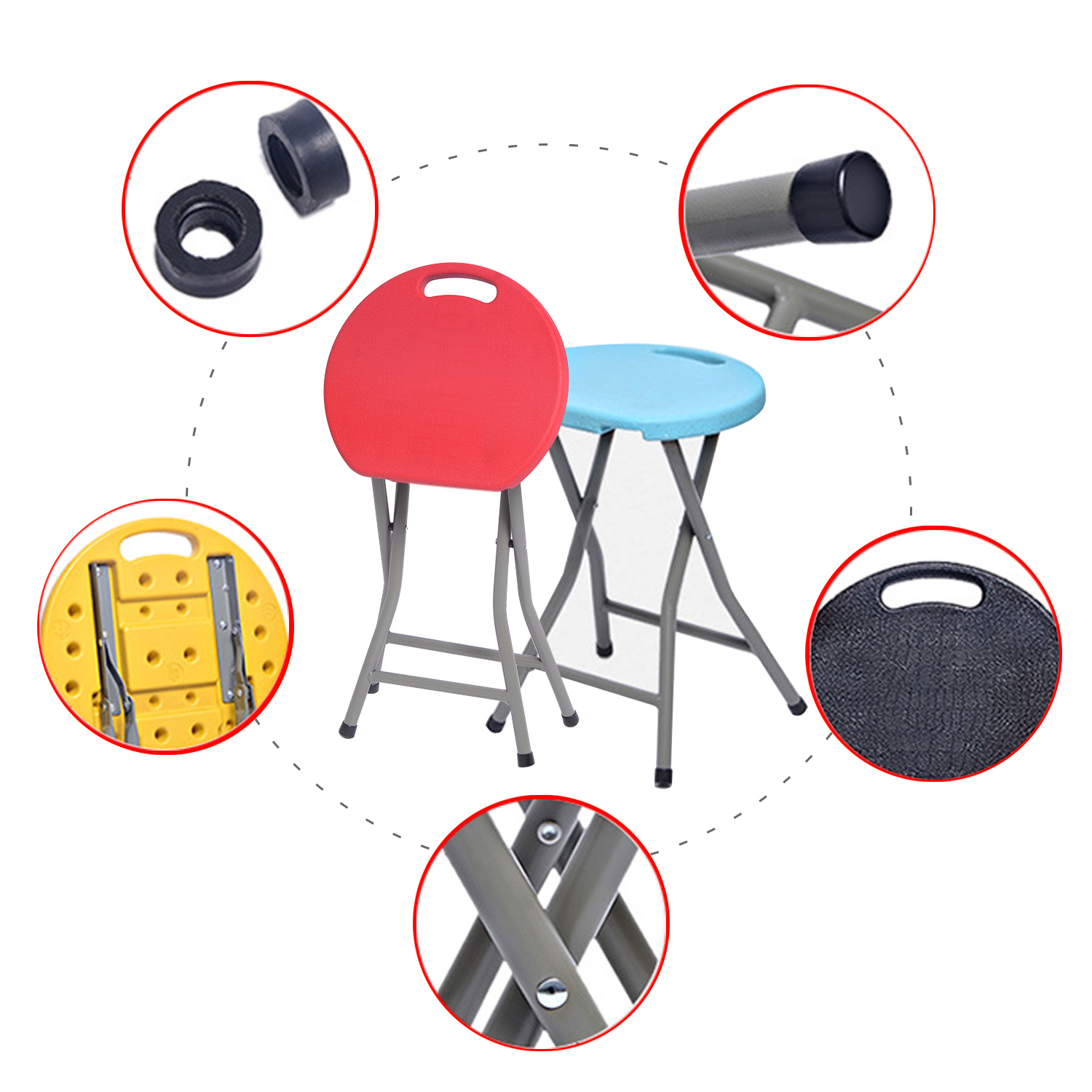 Taburete de plástico grueso para adultos, silla plegable sencilla, taburete plegable para el hogar, taburete redondo pequeño portátil sencillo para exteriores