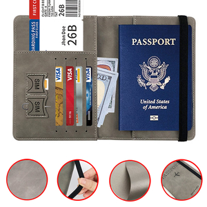 Funda para pasaporte de viaje, billetera con bloqueo RFID, tarjetero de cuero PU, organizador de documentos de viaje