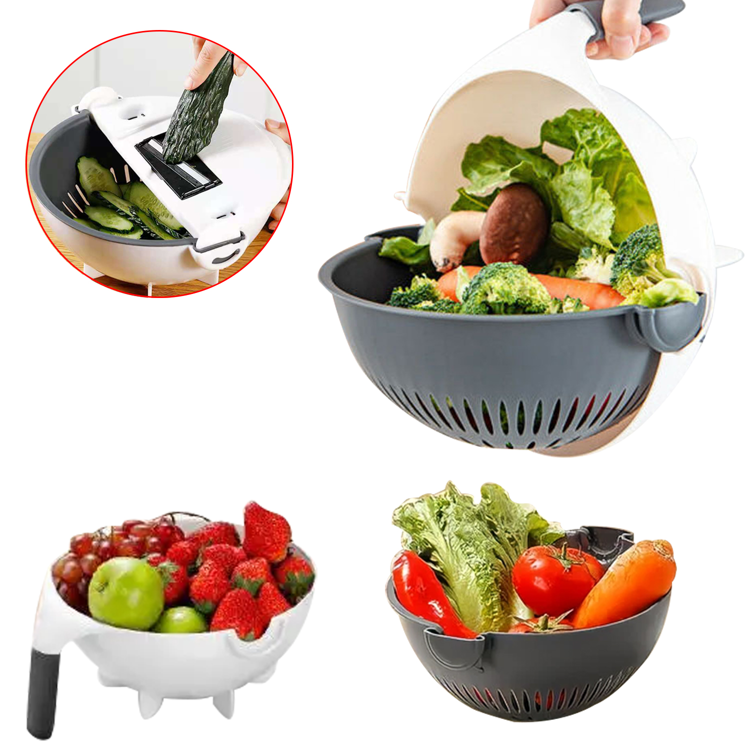 Cortador de verduras, escurridor multifuncional, cortador de verduras, rallador, herramientas de corte de frutas y verduras