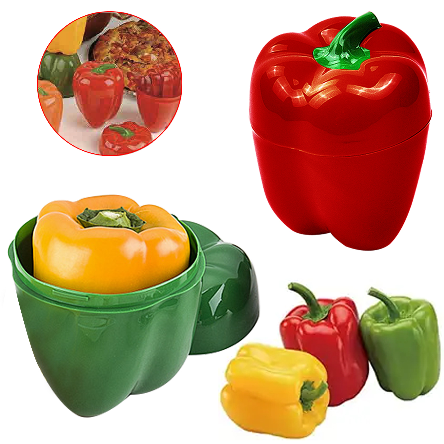 Contenedor de almacenamiento en forma de vegetales, pimiento verde, mantiene fresco