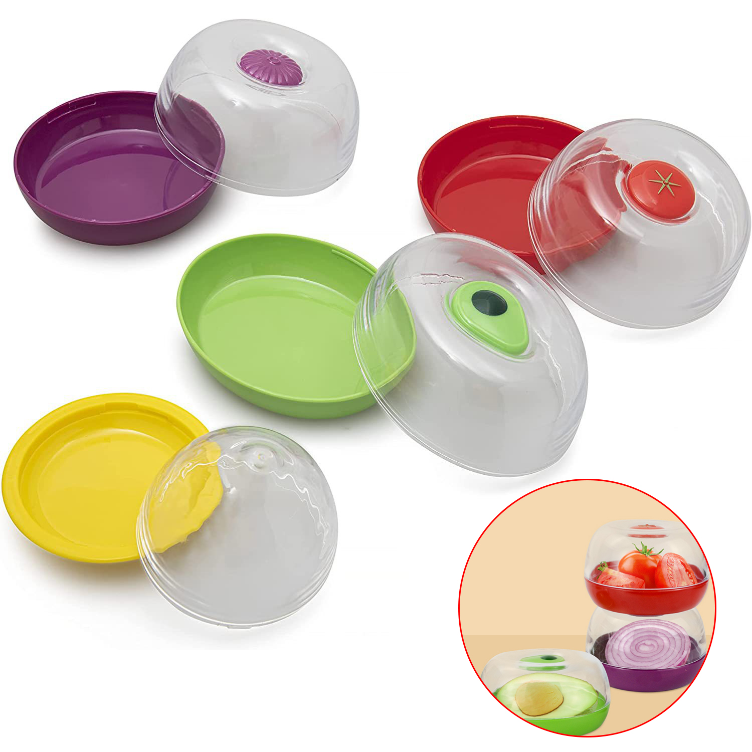Envases Herméticos Para Alimentos Aguacate Tomates Cebolla 