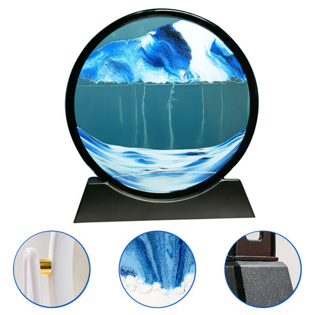 Paisaje de arena, imagen de arte de arena en movimiento, reloj de arena en movimiento, pintura de arena que fluye con adornos líquidos, decoración del hogar