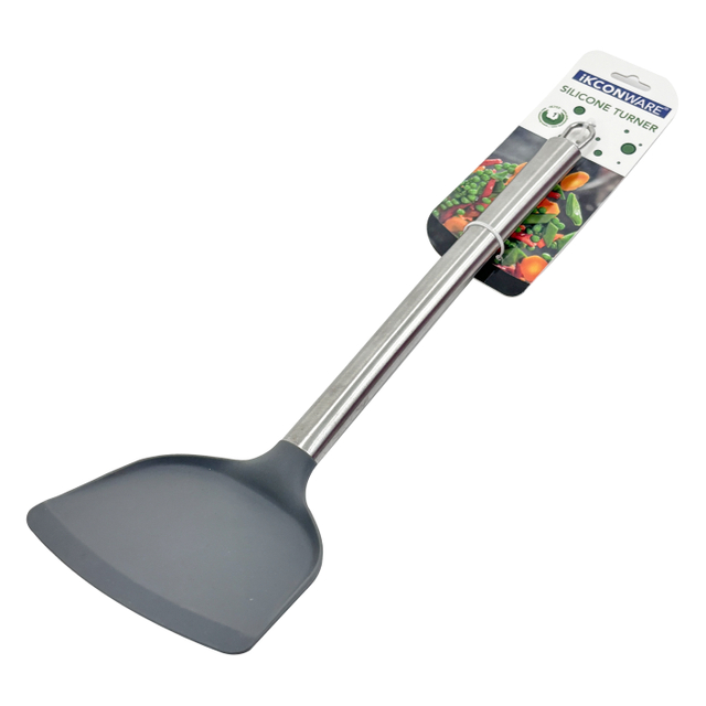 Espátula de silicona negra con mango de acero inoxidable de primera calidad