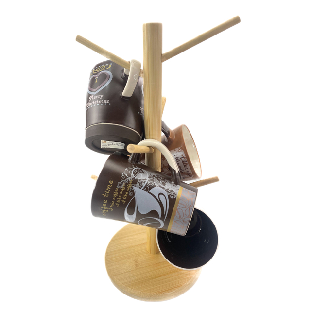 Estante organizador de tazas de bambú, soporte de árbol para tazas, estante de almacenaje para cocina, estante organizador de tazas en forma de árbol, estante para tazas para té y café de bambú