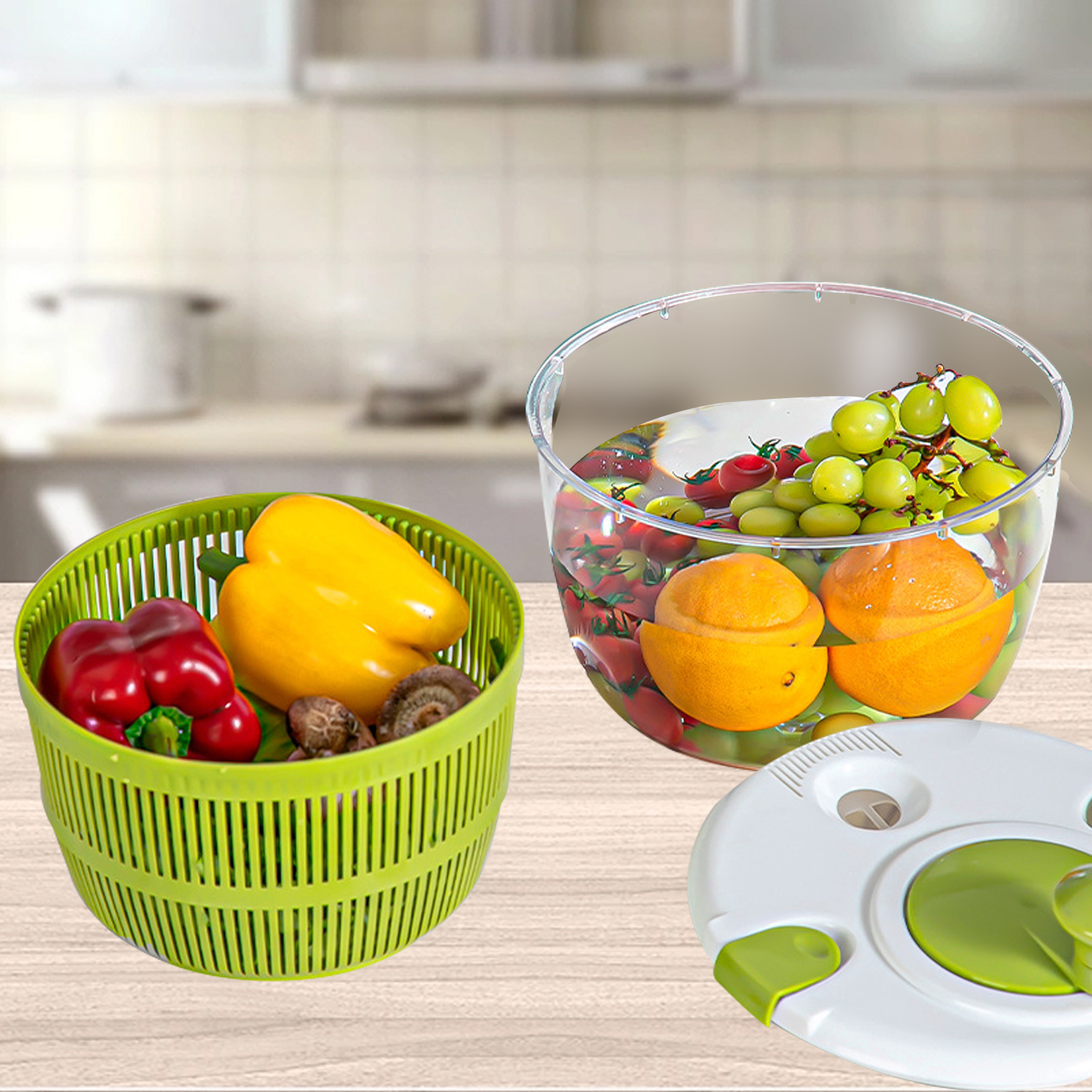 Deshidratador Manual de frutas y ensalada, escurridor de frutas para el hogar, para lavar y secar verduras, herramientas de cocina