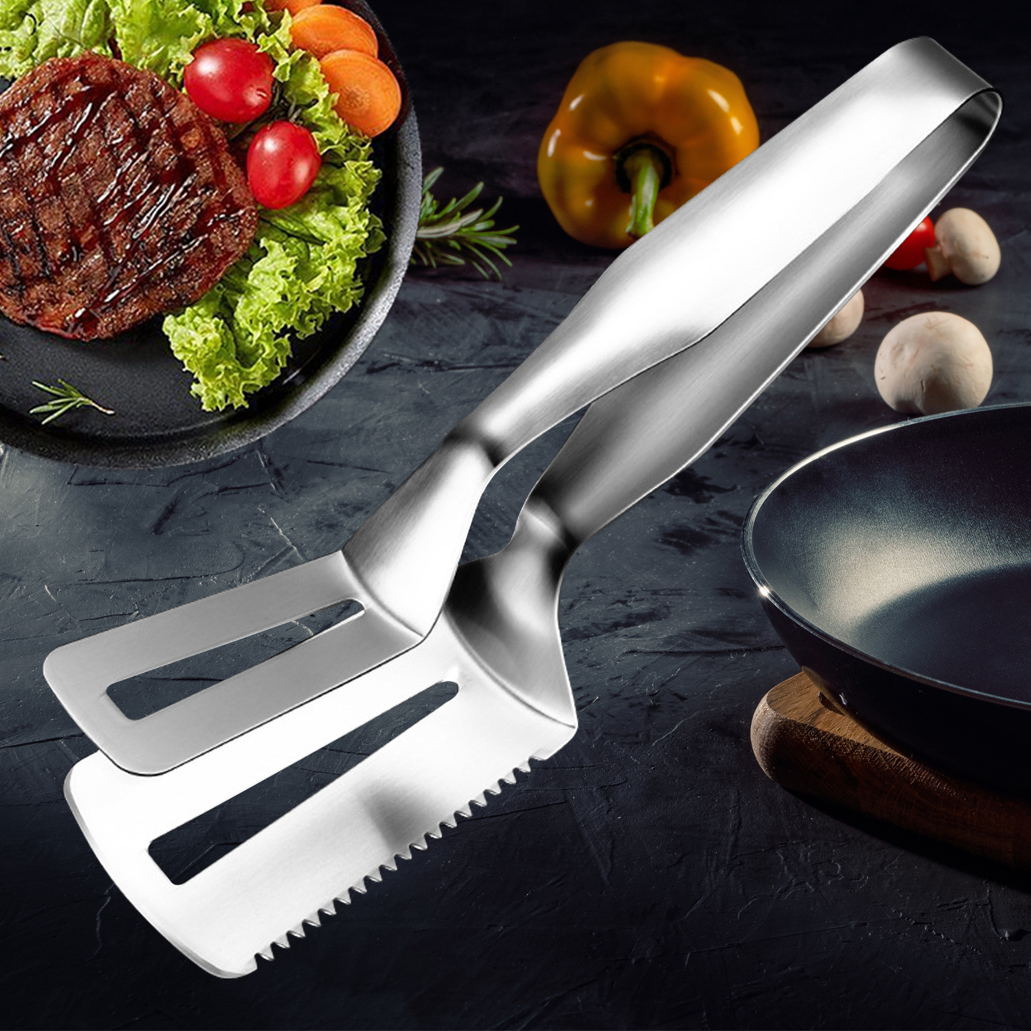 Stainless Steel Barbecue Clamp Frying Steak Fried Fish Clip Tong BBQ Non-Stick Barbecue Grilling Camping BBQ Kitchen Tools