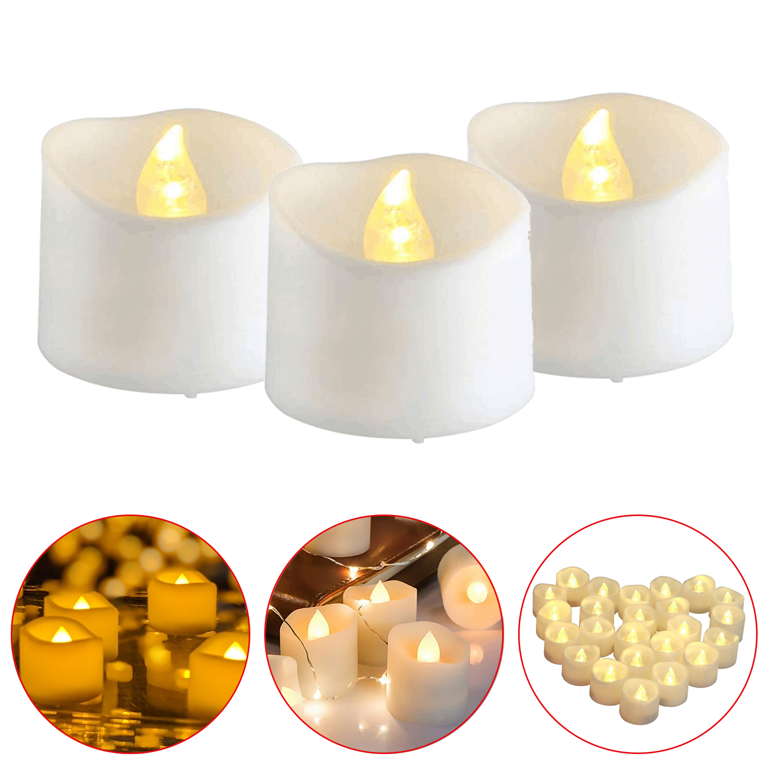 24 piezas de luces LED de té parpadeantes sin llama que funcionan con pilas, velas LED para el hogar, bodas, cumpleaños, decoración de fiestas, velas de iluminación