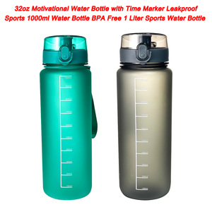 Botella de agua deportiva portátil Botella de agua motivacional de 32 oz con marcador de tiempo Botella de agua deportiva a prueba de fugas de 1000 ml Botella de agua deportiva de 1 litro sin BPA