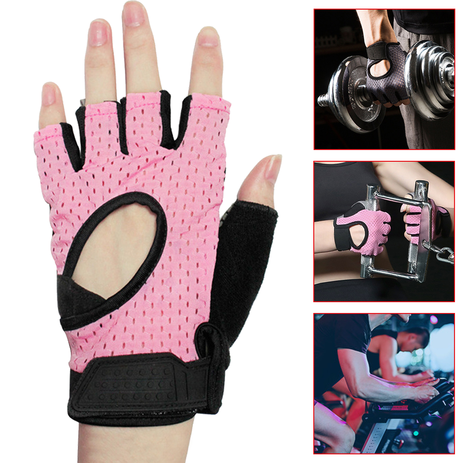 Fitness antideslizante guantes sin dedos levantamiento de pesas hombres mujeres guante ejercicio medio dedo Fitness deporte guantes