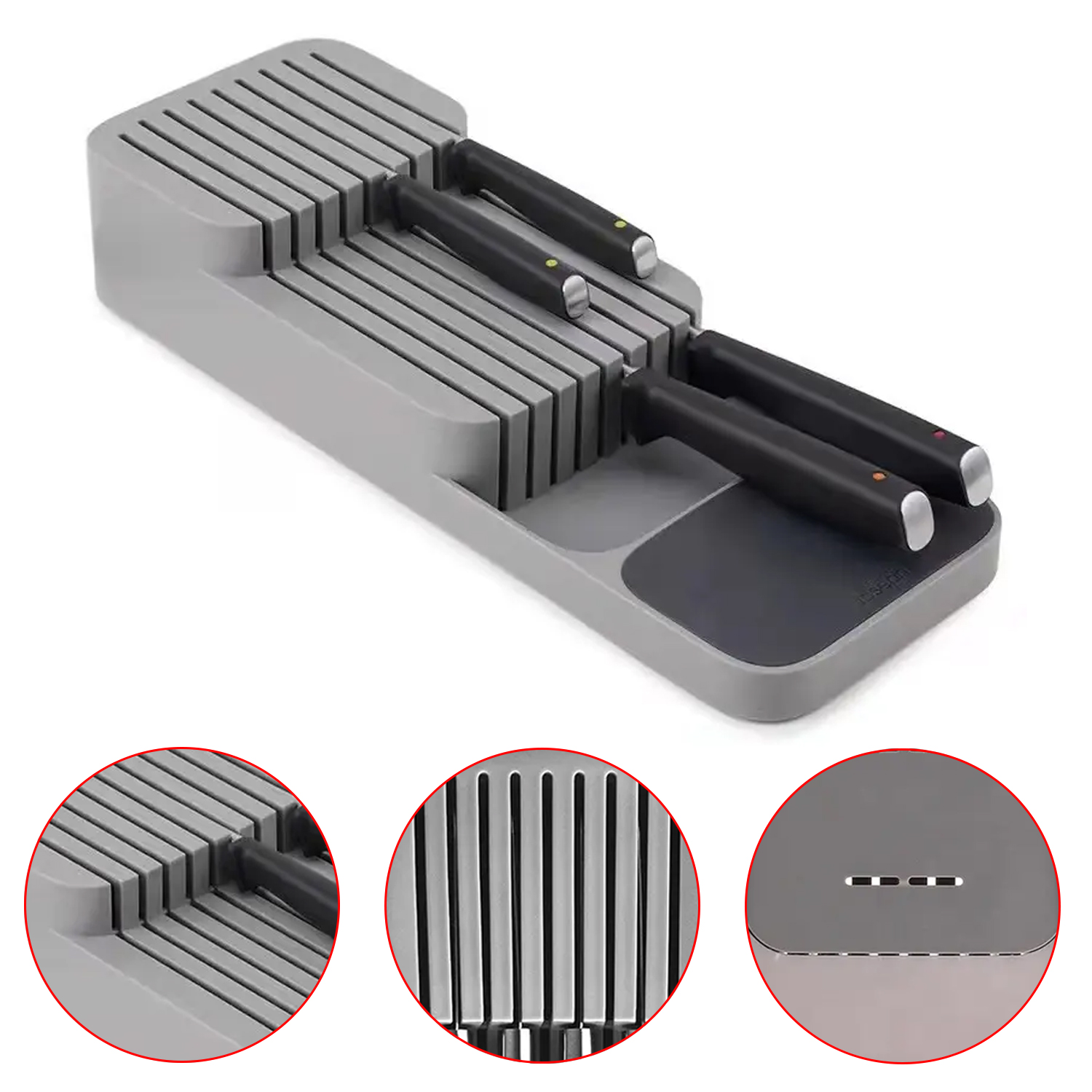 Caja de almacenamiento de cuchillos de plástico, soporte Universal para cuchillos, cajón organizador de cubiertos, bandeja, estante de utensilios, caja de almacenamiento de cuchillos para cocina