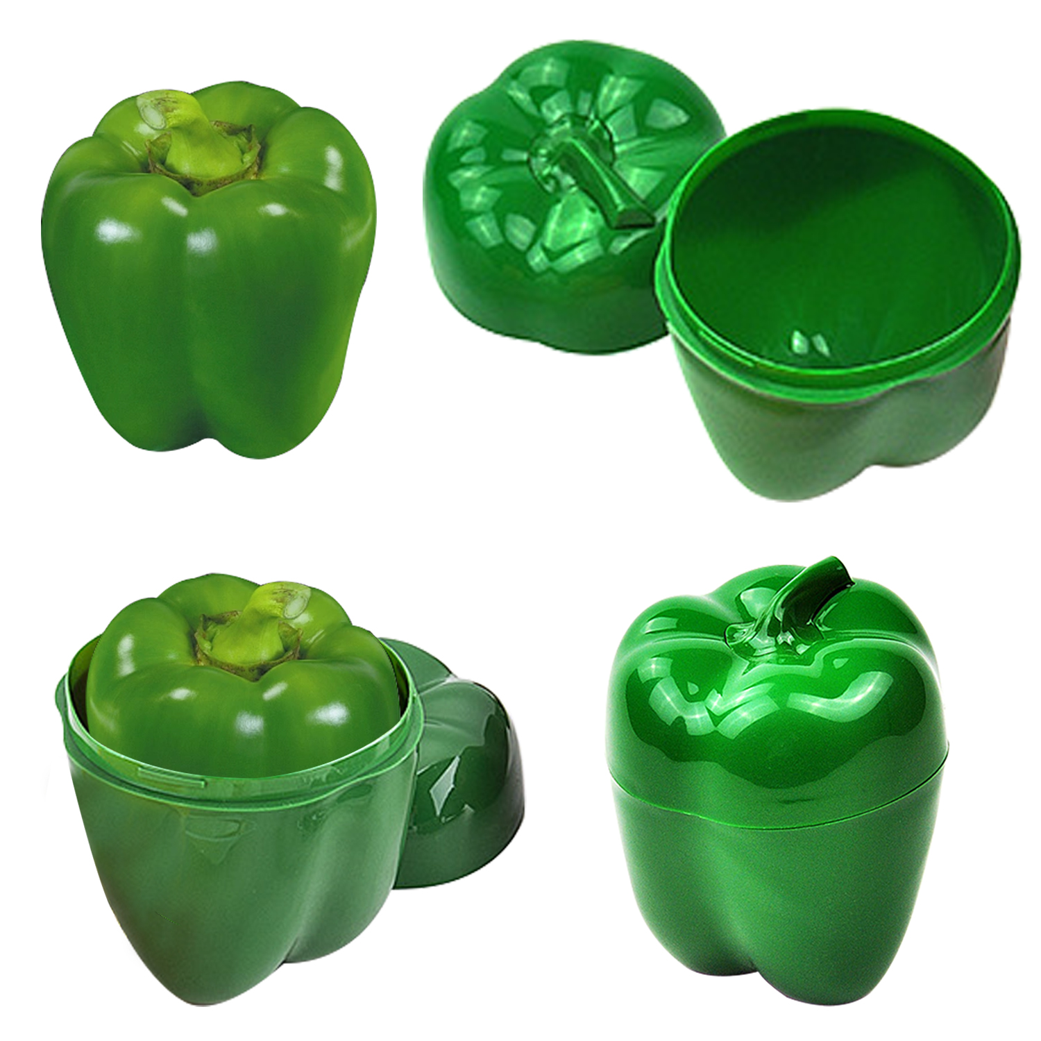 Contenedor de almacenamiento en forma de vegetales, pimiento verde, mantiene fresco