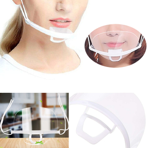 5 piezas transparente transparente máscara sanitaria antivaho cara protector bucal Spit Guard reutilizable Hotel Chef camarero plástico cocina restaurante máscaras