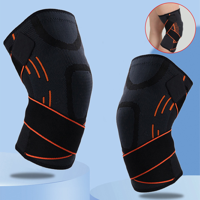 Rodillera para hombres y mujeres deportes al aire libre 3D tejido compresión rodillera con correa ajustable