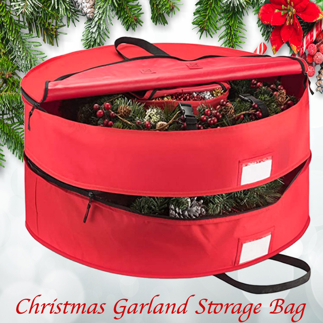 Bolsa de almacenamiento de guirnaldas de Navidad de doble capa, suministros para el hogar, bolsas de clasificación de regalos, organizador de gran capacidad, organizador de cajas, bolsa de clasificación de regalos de doble capa