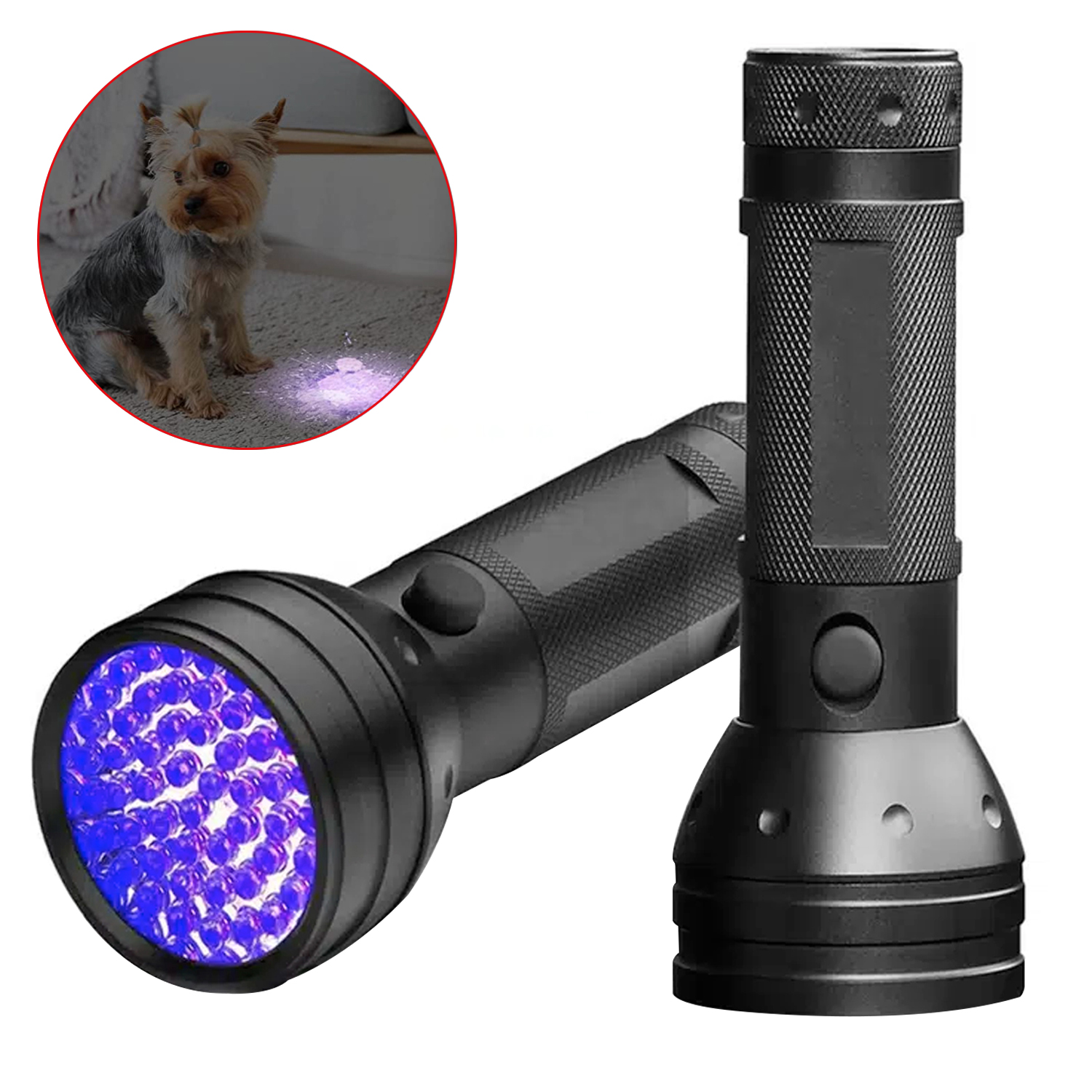 Linterna UV 51 Linterna LED UV Detector de luz negra ultravioleta para manchas de orina de mascotas en la alfombra