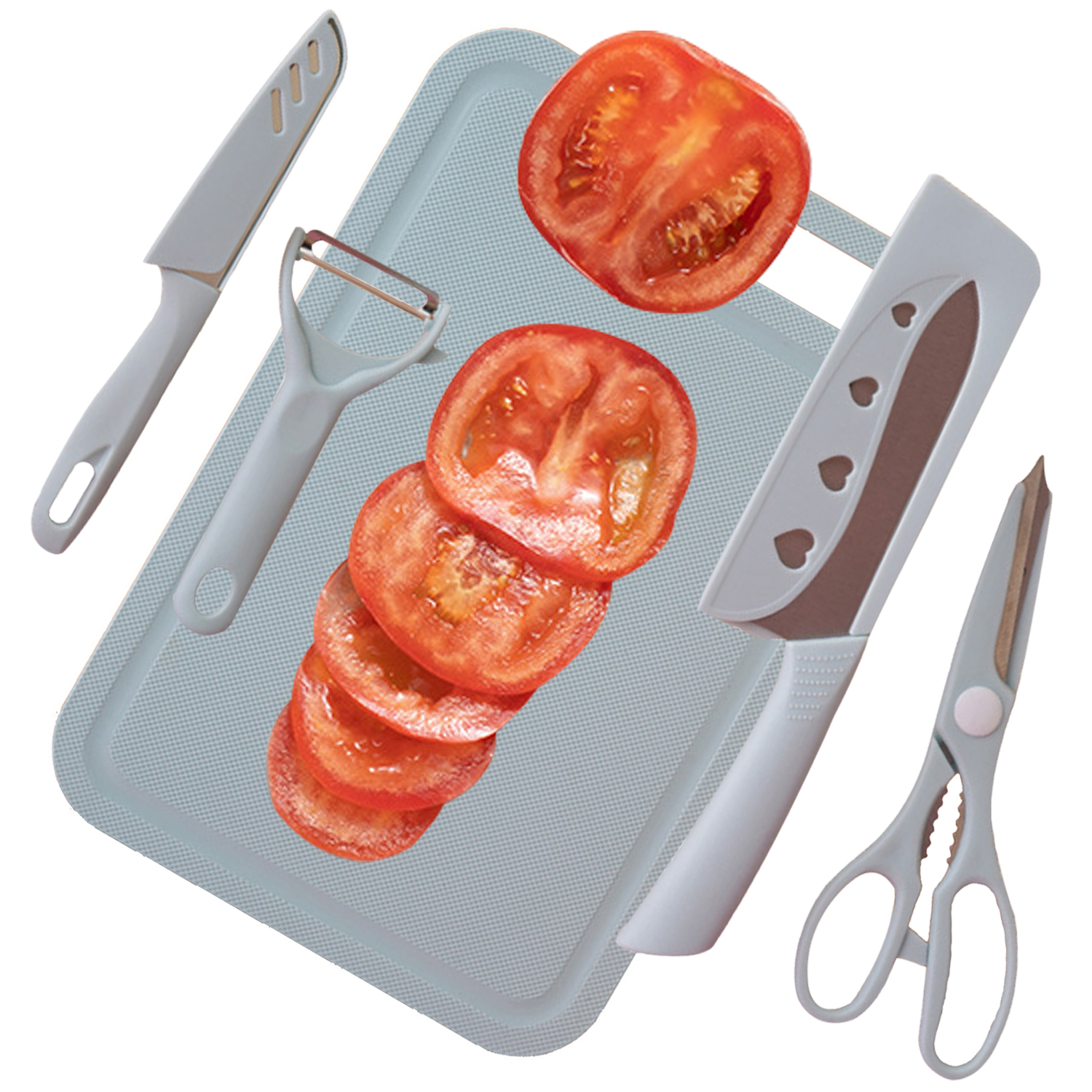 Juego de cuchillos de cocina de acero inoxidable, 3/4/5 unidades, tabla de cortar, peladores de frutas y verduras, utensilios de cocina, juego de cuchillos