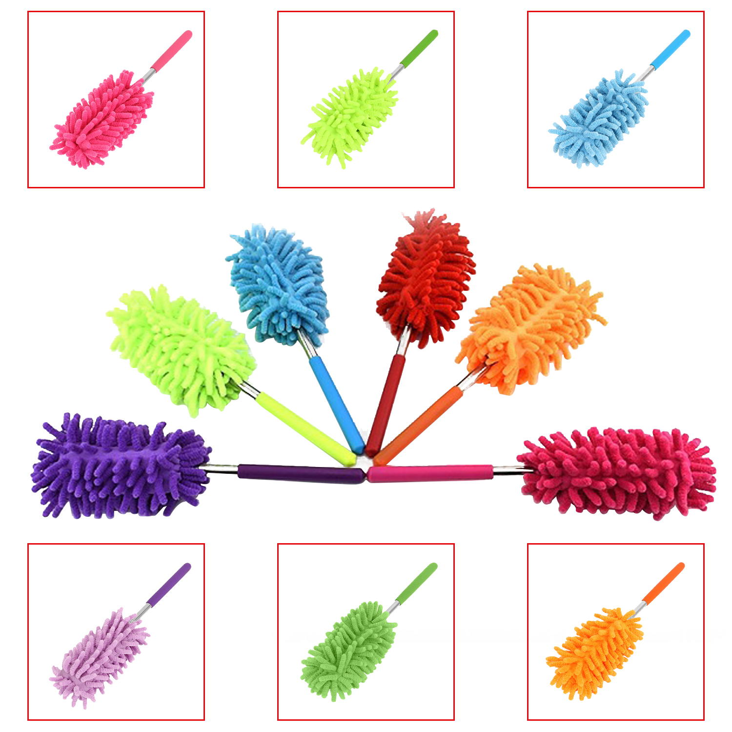 Wholesale Household Cleaning Tools Dusting Brush with Extendable Duster Head Microfiber Feather Duster