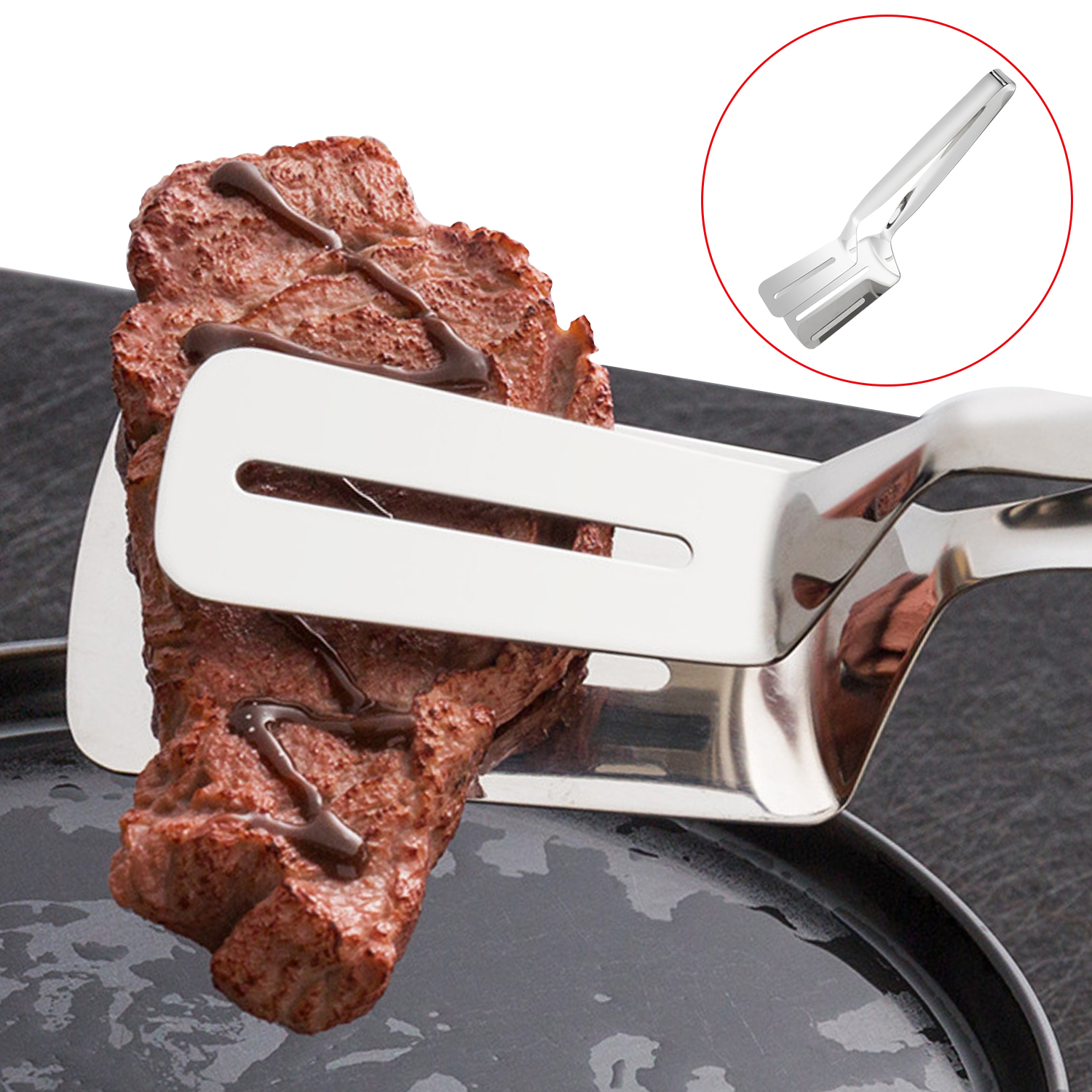 Pinzas para barbacoa de acero inoxidable, pescado asado, pala para carne frita, abrazadera para pan y carne, Clip multifunción para alimentos, utensilios de cocina