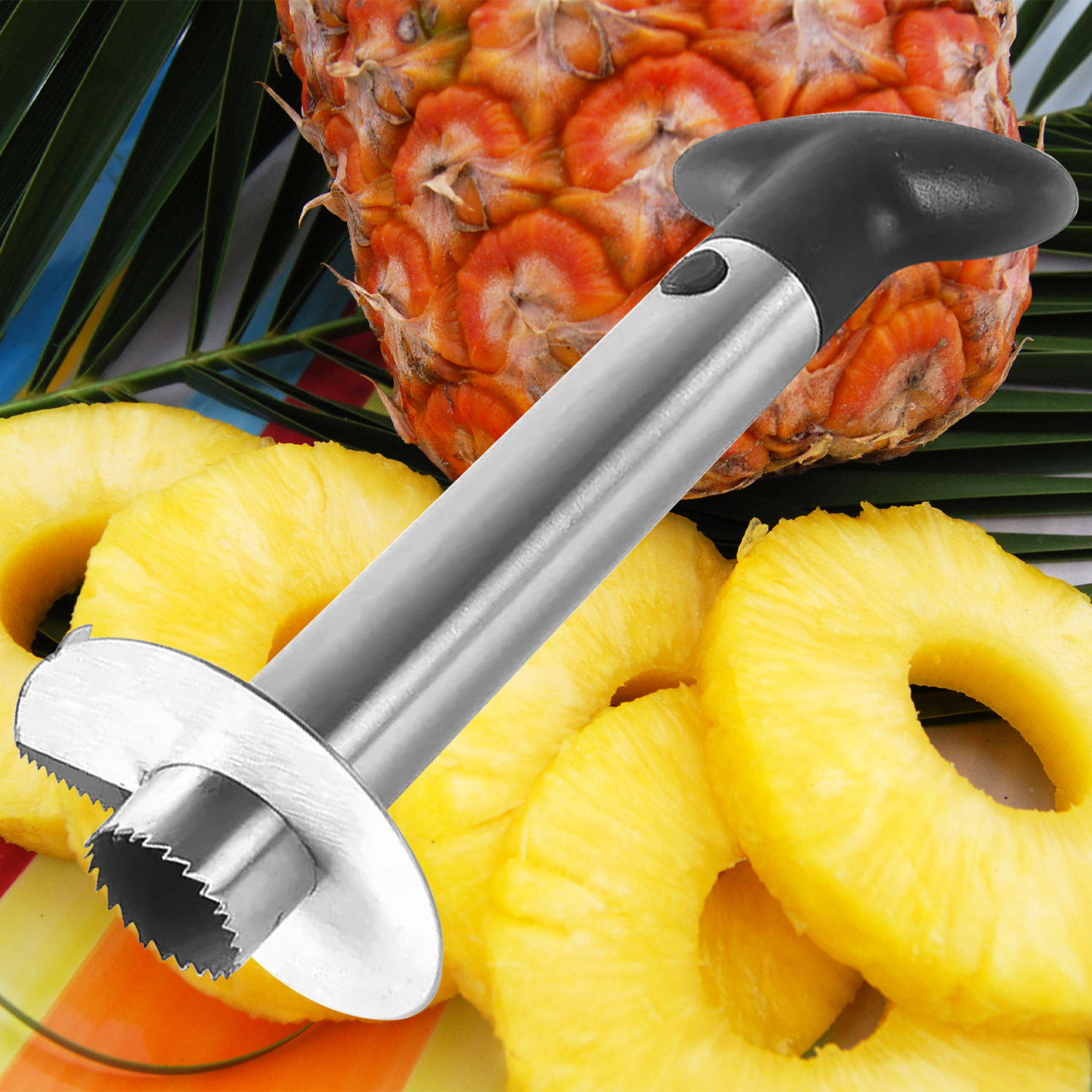 1 Uds. Descorazonador y rebanador de piña de acero inoxidable, herramientas de extracción de núcleo de fruta, utensilio de cocina para el hogar