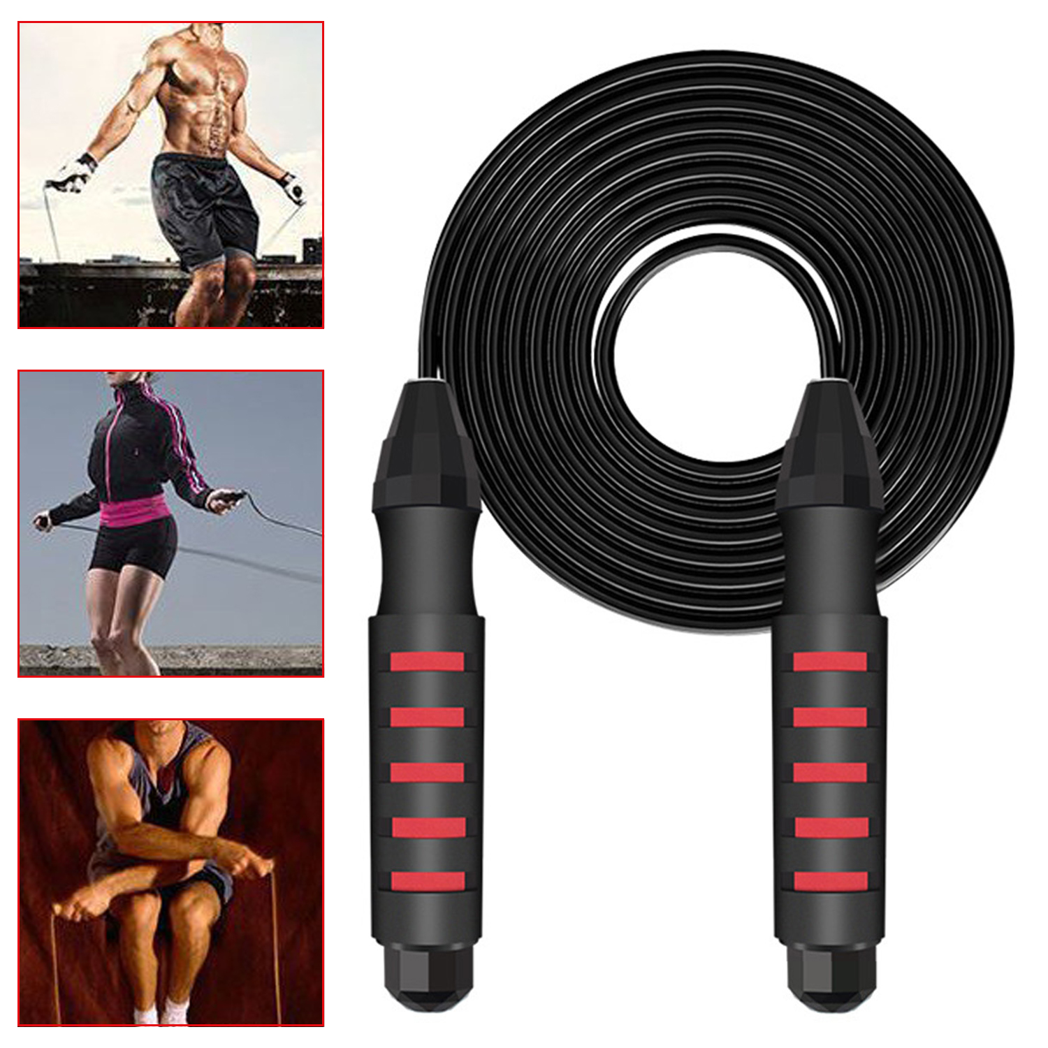 Cuerda de saltar de acero de Pvc de 2,8 m de largo, equipo de entrenamiento, alambre de acero ajustable, equipo de Fitness para gimnasio en casa