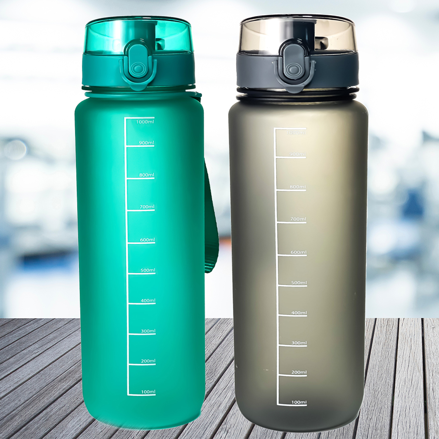 Botella de agua deportiva portátil Botella de agua motivacional de 32 oz con marcador de tiempo Botella de agua deportiva a prueba de fugas de 1000 ml Botella de agua deportiva de 1 litro sin BPA