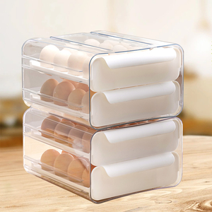 Caja de almacenamiento de huevos para el hogar, cajón de doble capa, caja de almacenamiento de huevos para refrigerador, estante de almacenamiento de huevos apilable