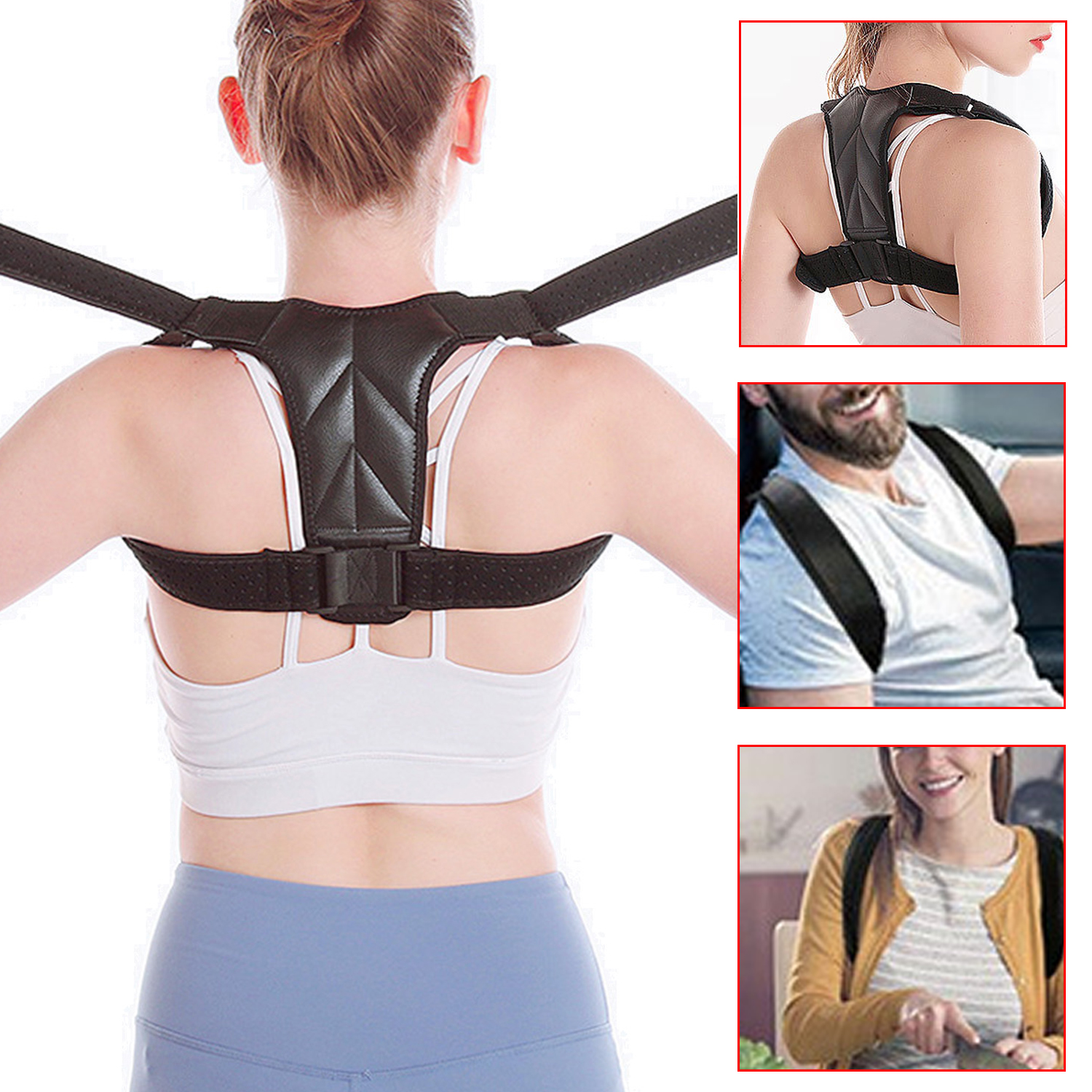 Corrector de postura de espalda, soporte ajustable para hombros, soporte para clavícula superior