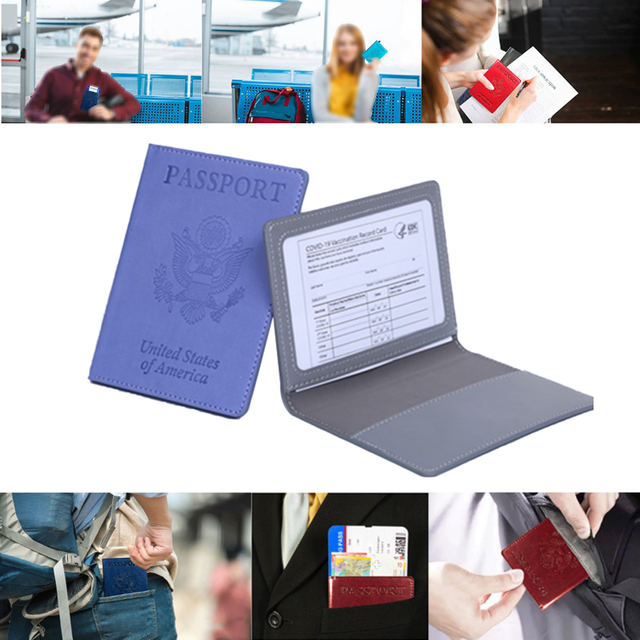 1 funda para pasaporte, bolsa de viaje, pasaporte y tarjetero para vacunas, accesorios de viaje delgados, cartera para pasaporte, funda protectora para pasaporte de cuero Unisex