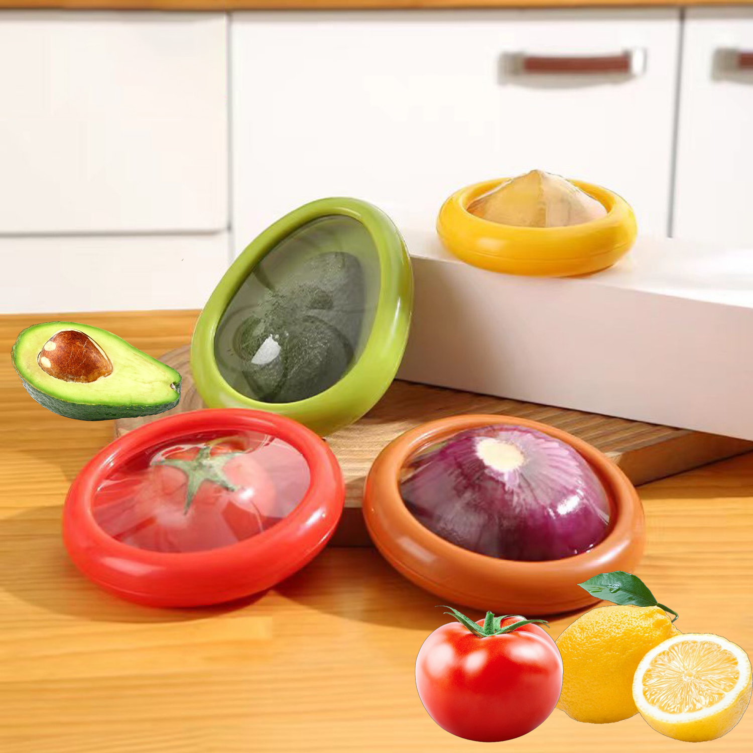 Caja de almacenamiento de cocina, fruta, verdura, crujiente, aguacate, limón, tomate, cebolla, mantenimiento fresco para contenedor