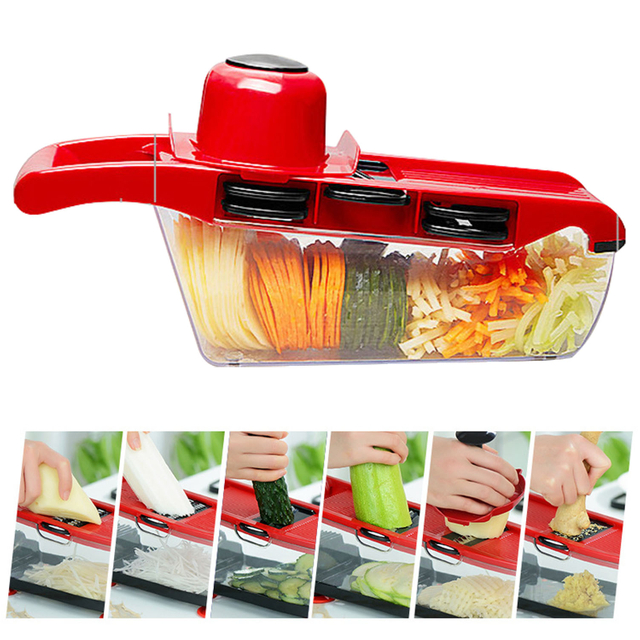 Cortador de verduras multifuncional, cortador de alimentos de cocina, rallador manual de verduras 6 en 1, cortador de patatas, cortador de verduras en espiral, cortador de cebolla y verduras
