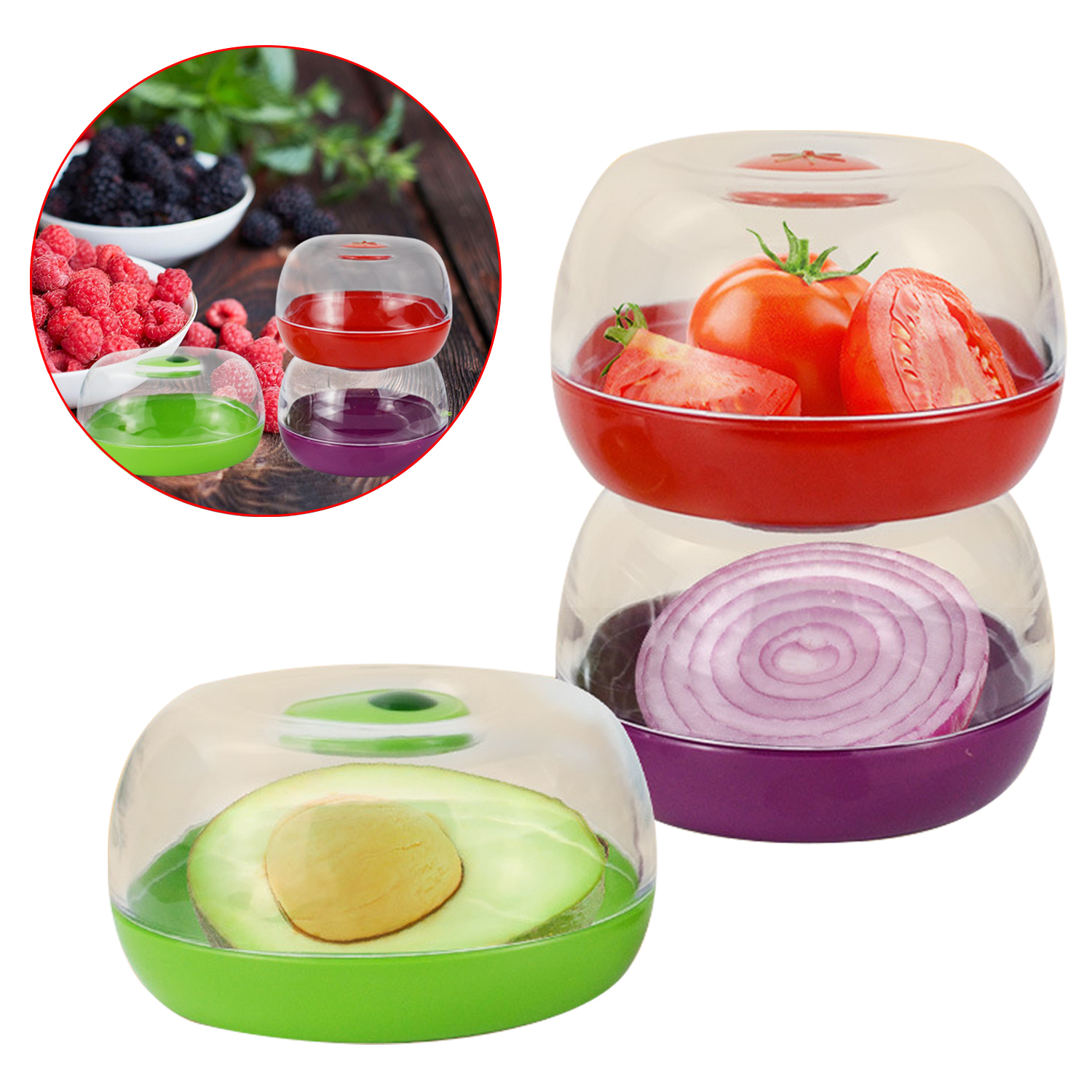 Envases Herméticos Para Alimentos Aguacate Tomates Cebolla 