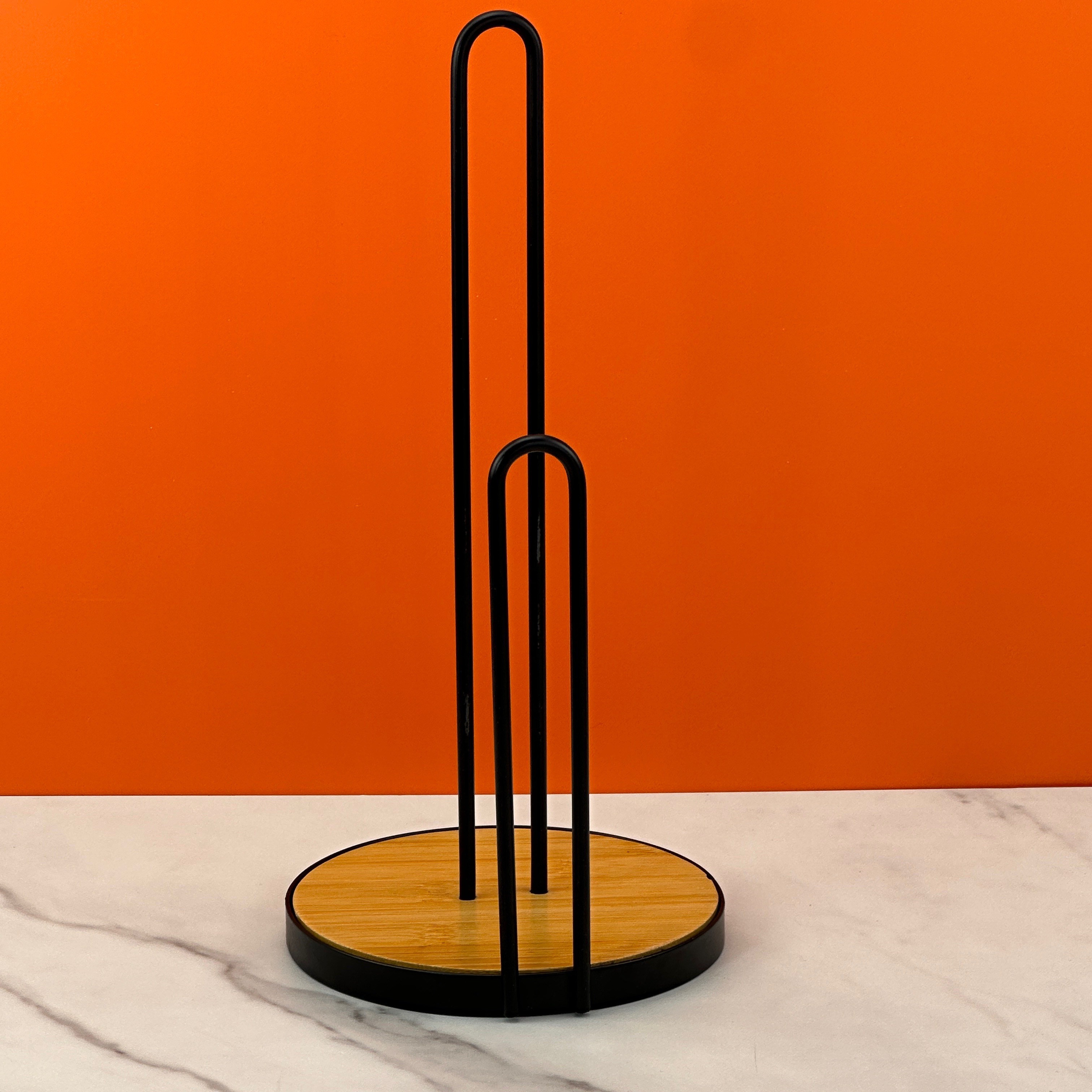 Soporte de Metal inferior de madera, soporte Vertical para papel de cocina, encimera, servilletas para sala de estar, soporte para rollo de papel, estante de almacenamiento