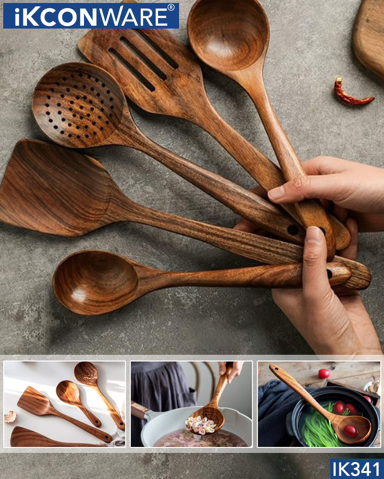 Descubra el juego de utensilios de cocina de madera de 5 piezas perfecto para sus necesidades culinarias