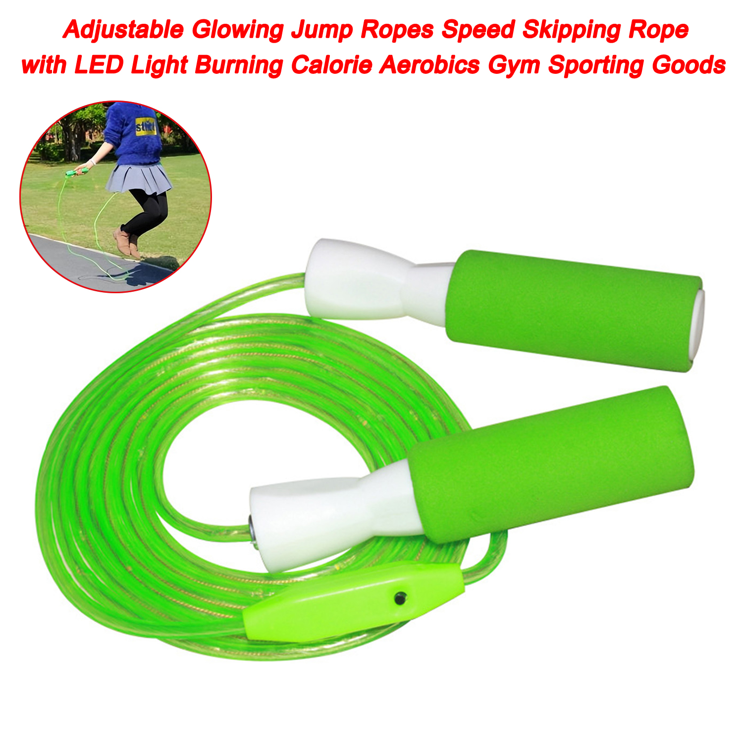 Adjustable Glowing Jump Ropes Speed Skipping Rope with LED Light Burning Calorie Aerobics Gym Sporting Goods