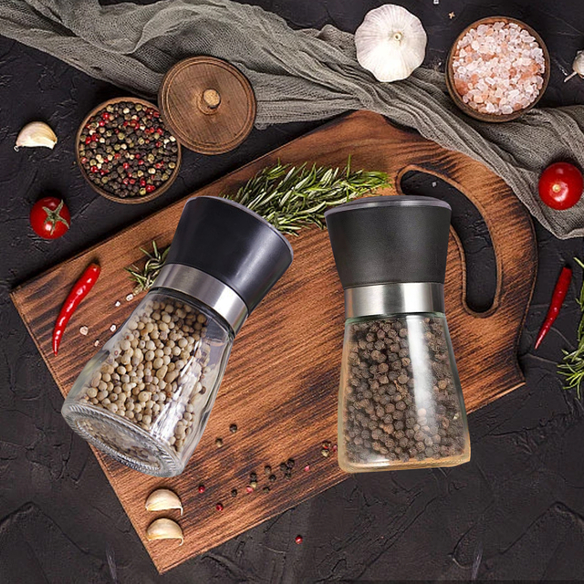 Molinillo de pimienta negro Manual, botella portátil, molinillo de pimienta y sal para cocina, botella, soporte para tarro de condimento, dispositivos contenedores