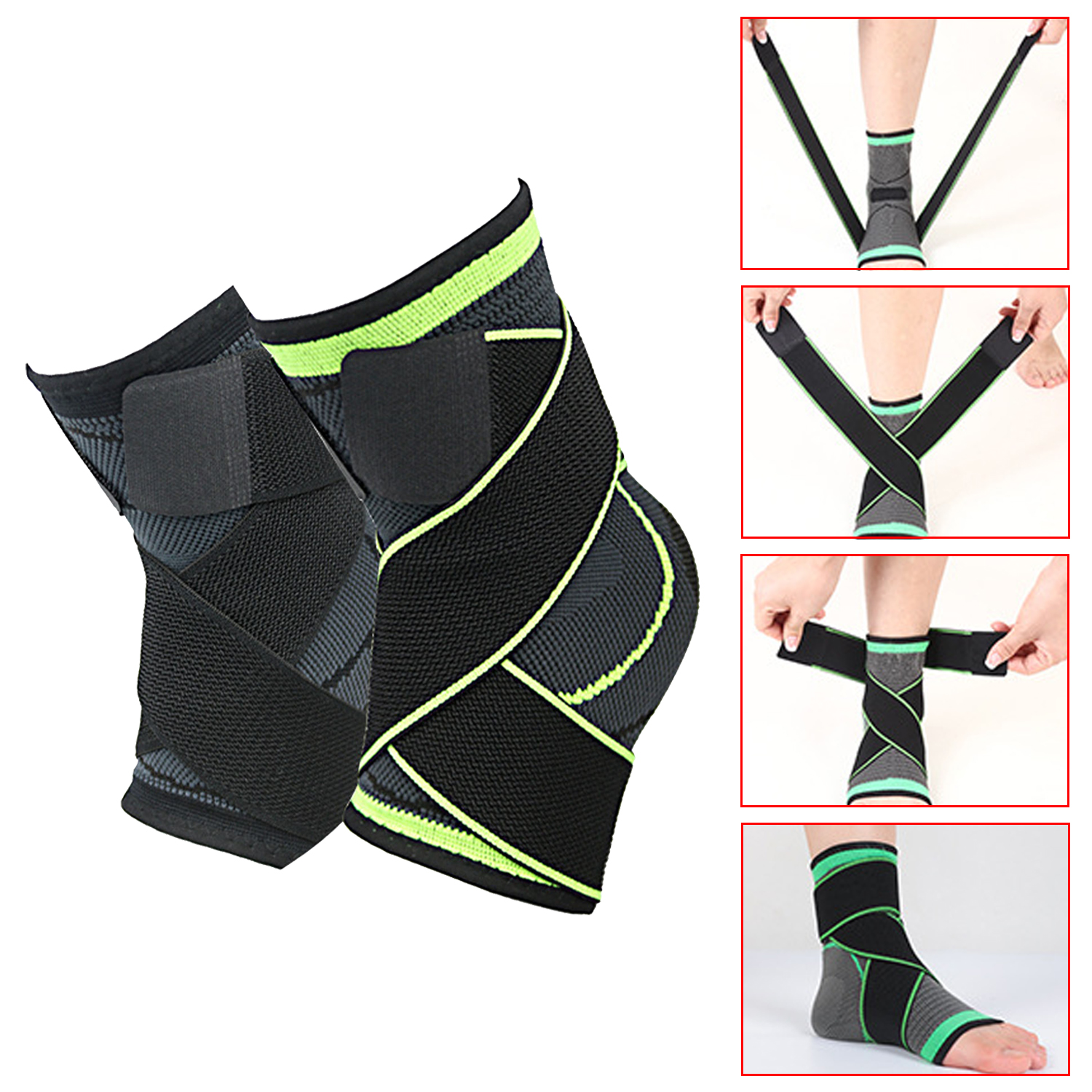 Correas de punto transpirables Protección de tobillo presurizada Baloncesto profesional para hombres y mujeres Bádminton Fitness Protección contra esguinces Protección de tobillo