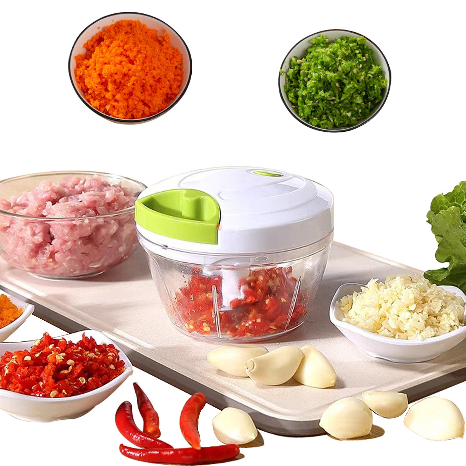Picadora manual de alimentos para verduras, frutas, nueces, cebollas, picadora manual, licuadora, mezcladora, cortador de cocina