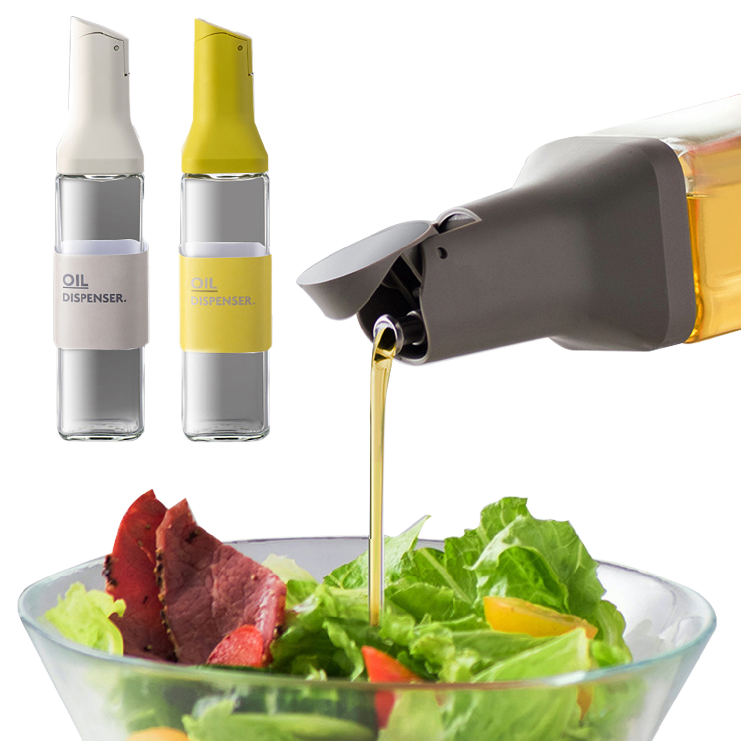 Botella dispensadora de aceite de oliva grande, contenedor de vidrio para condimentos con tapa automática, a prueba de fugas, dispensadores de vinagre de aceite antiadherente, utensilio de cocina
