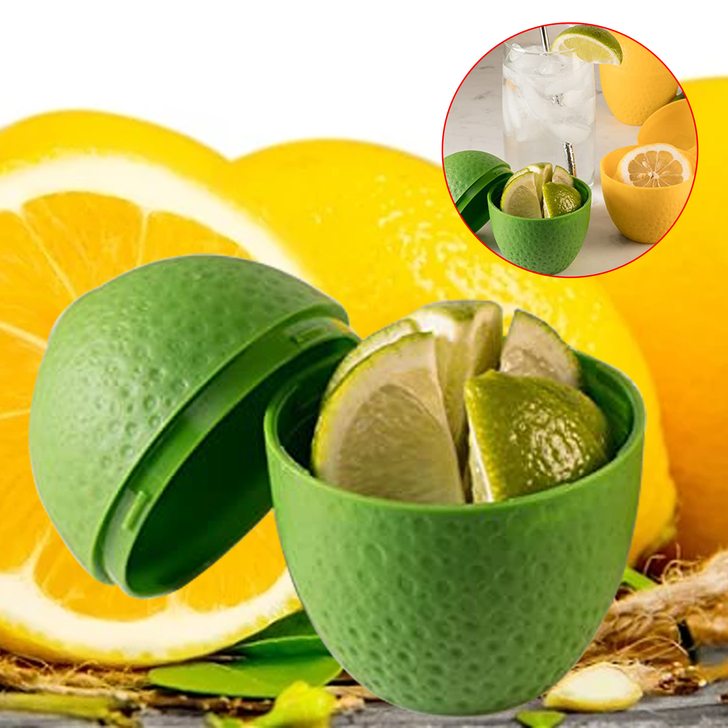 1 unidad de caja de almacenamiento de naranja fresca, contenedor de plástico protector de limón y lima, caja a prueba de humedad en forma de naranja para fruta